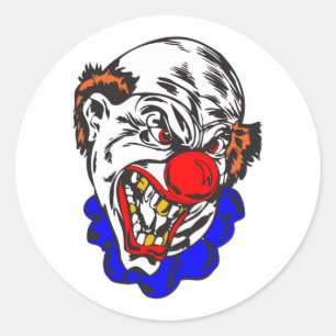 Sticker Rond clown maléfique chauve