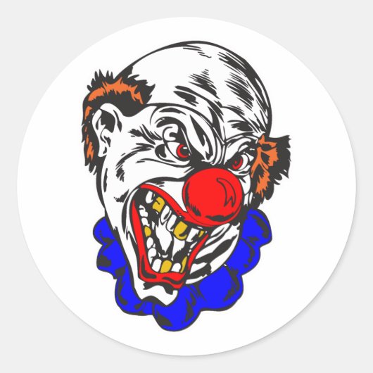 Sticker Rond clown maléfique chauve (Devant)