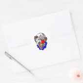 Sticker Rond clown maléfique chauve (Enveloppe)