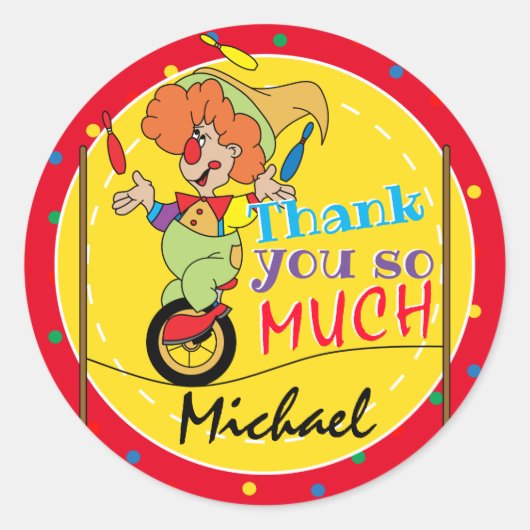 Sticker Rond Clown sot - Merci (Devant)