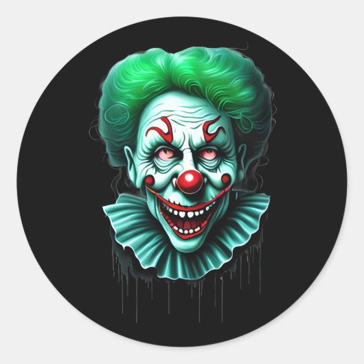 Sticker Rond Clown vert déplaisant (Devant)