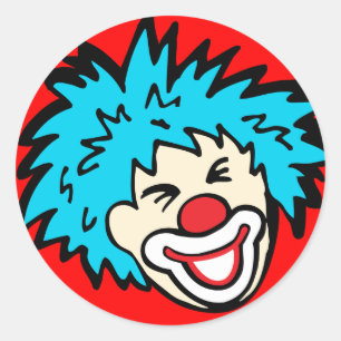 Sticker Rond Clown visage avec collier de sourire aux cheveux b