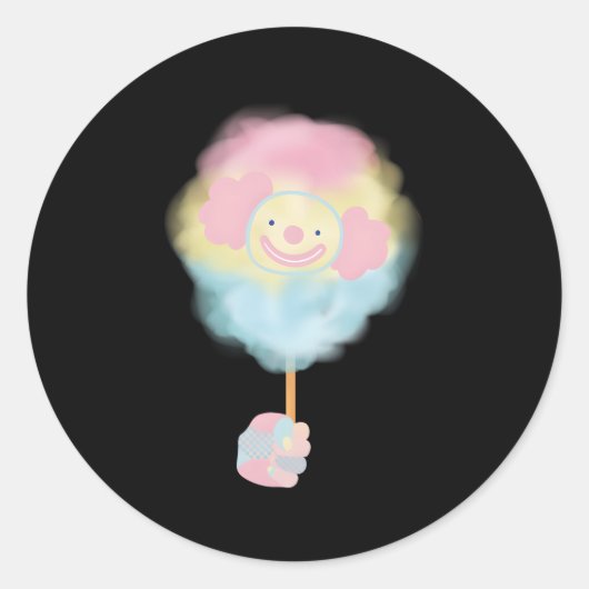 Sticker Rond Clowncore Clown Cotton Candy (Devant)
