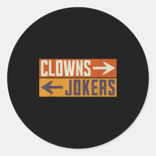 Sticker Rond Clowns à droite les jokers à gauche drôle rétro