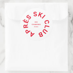 Sticker Rond Club Après-Ski Crête de la station de ski rouge hi