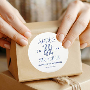 Sticker Rond Club Après Ski Fête de ski de Bachelorette d'hiver
