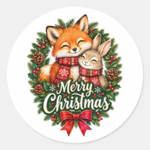 Sticker Rond Club Cozy Winter – Noël Vintage Woodland Wrea