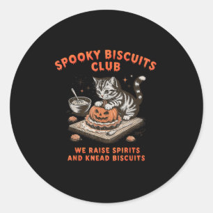 Sticker Rond Club de biscuits effrayants pour chat Halloween Cu