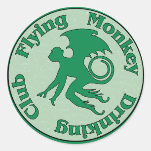 Sticker Rond Club de boisson de singe volant