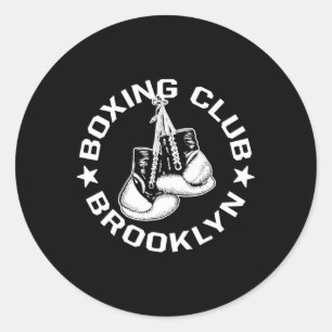 Sticker Rond Club De Boxe Brooklyn Gants Graphique Pour Une Box