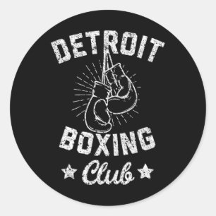 Sticker Rond Club de boxe de Détroit - Gants de boxe Vintages