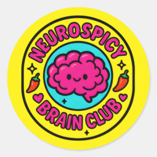 Sticker Rond Club de Cerveau Neuroépicé Inclusif Neurodivergent