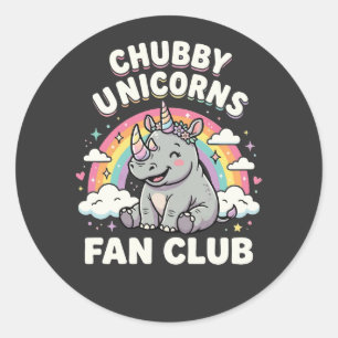 Sticker Rond Club de fans de licornes mignonnes Arc-en-ciel mag