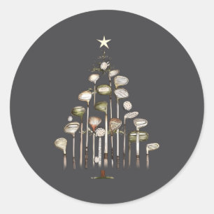 Sticker Rond Club de golf rétro sapin de Noël golfeur de Noël