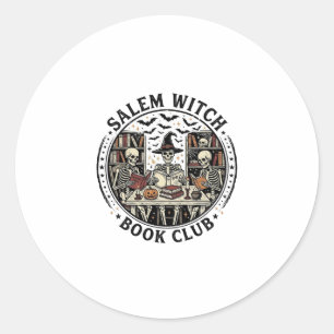 Sticker Rond Club de lecture de Salem Witch Livre Vintage Squel
