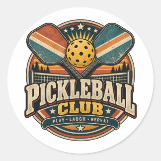 Sticker Rond Club de pickleball rétro