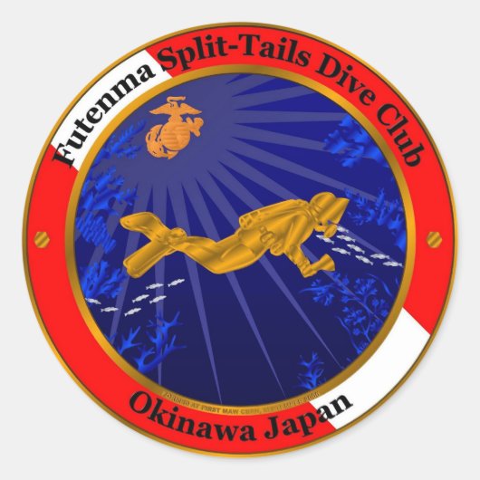 Sticker Rond Club de plongée Split Tails (Devant)