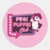 Sticker Rond Club de Puffin rose (Devant)