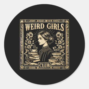 Sticker Rond Club des Filles Bizarres Art Gothique Féministe Vi