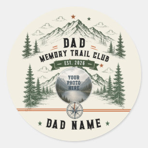 Sticker Rond Club du sentier de mémoire de papa Photo de la f