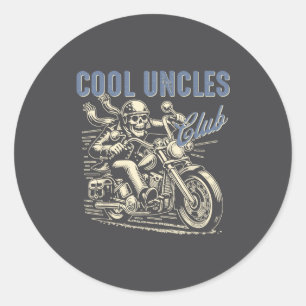 Sticker Rond Club Oncle Cool Oncle Motard Rétro Oncle en Moto