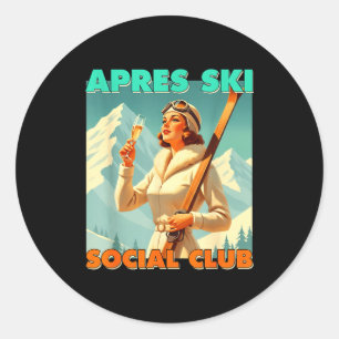 Sticker Rond club social après-ski amateur de ski sports d'hive