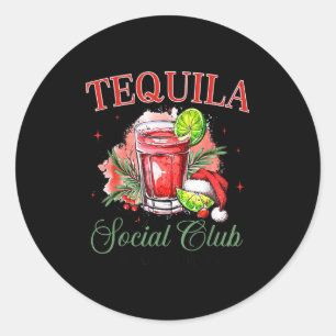 Sticker Rond Club Social de Tequila Queue de Tequila Boire Noël