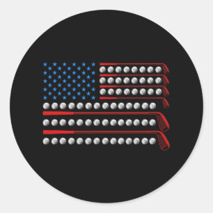 Sticker Rond Clubs de golf drapeau américain de golf patriotiqu