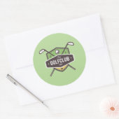 Sticker Rond Clubs De Golf Traversés Avec Bouclier (Enveloppe)