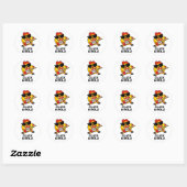 Sticker Rond Cluck And Roll Funny Rock n Roll Chicken Pun (Feuille)