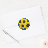 Sticker Rond Cluster de tournesols sur le Merci bleu (Enveloppe)