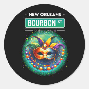 Sticker Rond Cly New Orleans Bourbon Street Cool Fun Nola Mardi