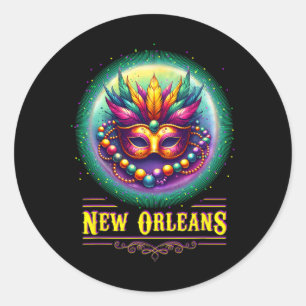 Sticker Rond Cly New Orleans Bourbon Street Cool Fun Nola Mardi