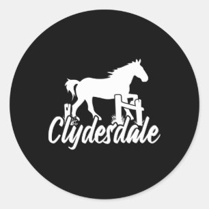 Sticker Rond Clydesdale Ébauche Cheval Pun Horseback équitation
