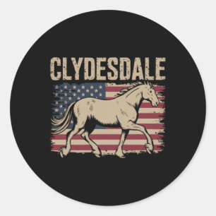 Sticker Rond Clydesdale Horse Géant Horse Pony Horseback équita
