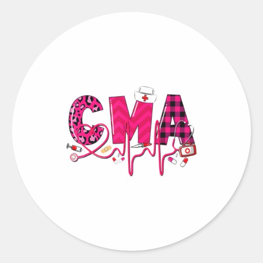 Sticker Rond Cma Medical Istant Valentines Day Nursing Valen  (Devant)