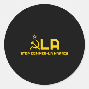 Sticker Rond Coach Commie-la Kamala Harris Tim Wheimer 2024 La