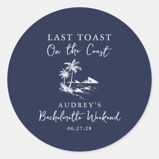 Sticker Rond Coastal Bachelorette Party (Devant)