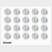 Sticker Rond Coastal Chic | Merci vert pourpre et citron vert (Feuille)