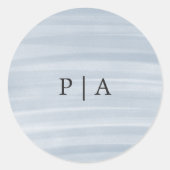 Sticker Rond Coastal Chic Muted Blue Mariage élégant (Devant)