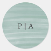 Sticker Rond Coastal Chic Muted Green Mariage élégant (Devant)