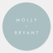 Sticker Rond Coastal Dusty Aqua Wedding Favoriser (Devant)