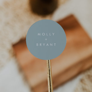 Sticker Rond Coastal Dusty Aqua Wedding Favoriser