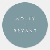 Sticker Rond Coastal Dusty Blue Wedding Favor (Devant)