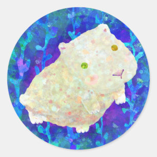 Sticker Rond cobaye blanche
