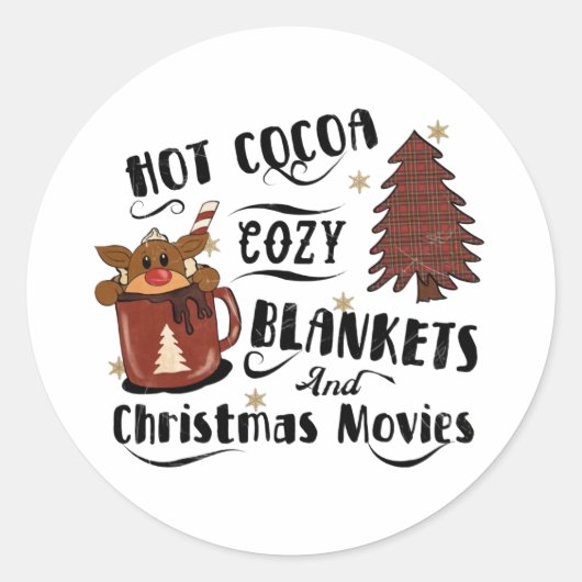 Sticker Rond Coca Chaud Couvertures Cosy Et Films De Noël Migno (Devant)