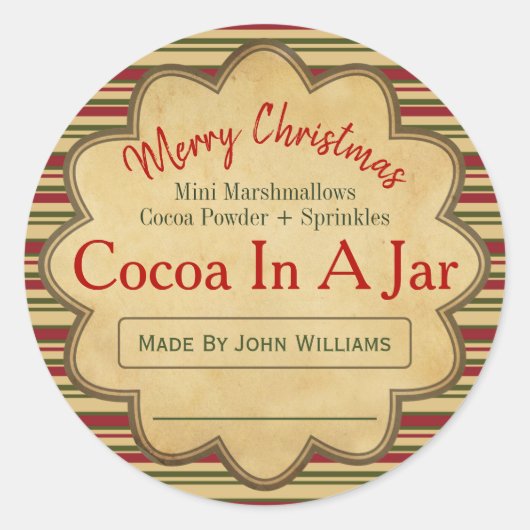 Sticker Rond Coca De Noël Chocolat Chaud Dans Une Idée De Jar (Devant)