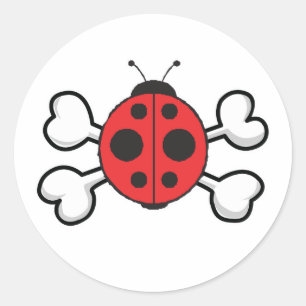 Sticker Rond Coccinelle Crâne et Os