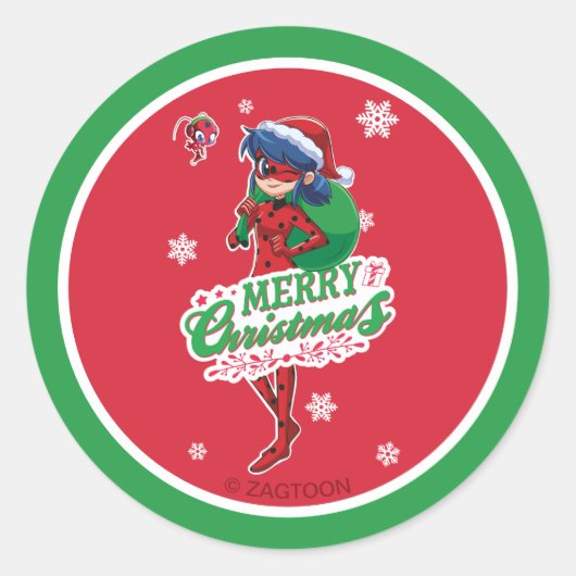 Sticker Rond Coccinelle | Joyeux Noël (Devant)