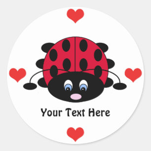 Sticker Rond Coccinelle mignonne personnalisée avec des